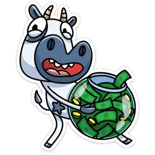 💸 牛, お金, 貪欲, 漫画, 動物, コイン, 通貨 telegram sticker