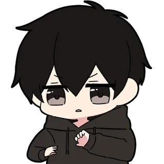 😯 anime, chibi, cute, kawaii, boy, black hair telegram sticker