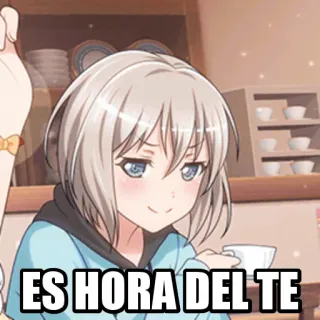 ☕️ ES HORA DEL TE Anime, Mädchen, Tee, Getränk, Glücklich whatsapp sticker