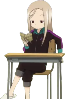 🙁 Anime, Chica, Leyendo, Escritorio, Estudiante, Escuela whatsapp sticker