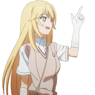 👉 anime, personaje, chica, rubia, guantes whatsapp sticker