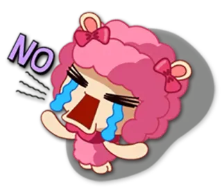 🙅 NO traurig, weinend, rosa, süß, tier, schaf, cartoon whatsapp sticker