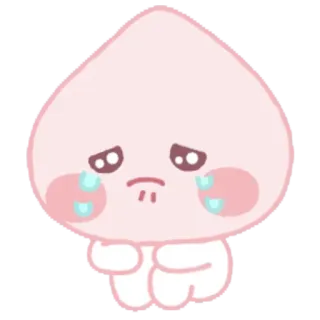 😭 울음, 복숭아, 슬픈, 카와이, 귀여운, 눈물 telegram sticker
