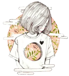 ☁️ menina, ilustração, esboço, arte, desenho, mulher, retrato telegram sticker
