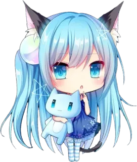 😶 Anime, Chibi, Kawaii, Mèo, Cô gái, Manga telegram sticker
