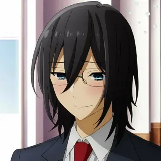 😳 Izumi Miyamura Horimiya Anime, Manga, Retrato, Pelo negro, Gafas telegram sticker