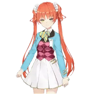 ☕️ gadis anime, rambut oranye, kuncir dua, imut, kartun, seni digital whatsapp sticker
