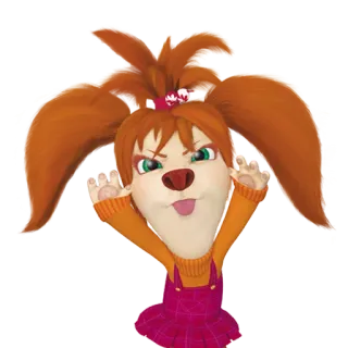😝 dessin animé, fille, nattes, grimace, langue telegram sticker