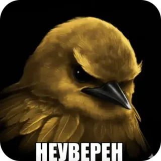 🐦‍⬛️ НЕУВЕРЕН bird, angry, doubt, uncertain, yellow, meme, animal telegram sticker