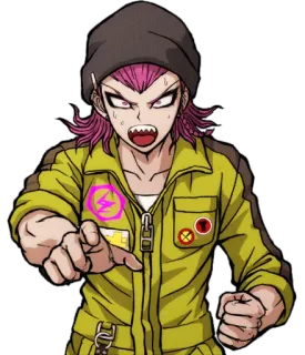 😡 Kazuichi Souda Danganronpa Anime, Manga, Personaje, Pelo rosa, Sombrero, Danganronpa telegram sticker
