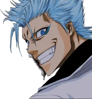 😁 Anime, Manga, Niebieskie włosy, Postać, Uśmiech, Grimmjow Jaegerjaquez whatsapp sticker