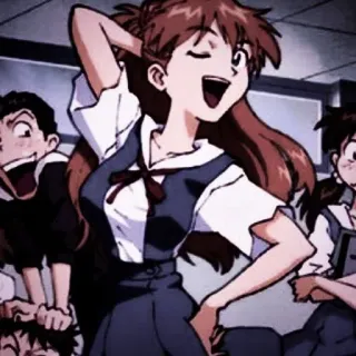 🎪 Asuka Langley Soryu Neon Genesis Evangelion anime, evangelion, school uniform, girl, character telegram sticker