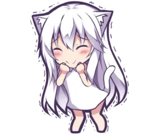 🙄 Anime, Chica gato, Lindo, Manga, Neko, Kawaii, Chibi whatsapp sticker