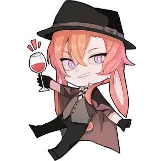 😁 Anime, Süß, Hase, Chibi, Cartoon, Wein telegram sticker