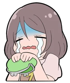 😭 哭泣, 伤心, 动漫女孩, 眼泪, 钱包, 卡通 telegram sticker