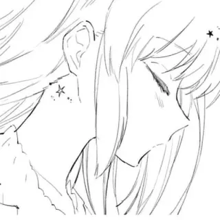 🙁 anime, girl, manga, line art, sketch, illustration telegram sticker