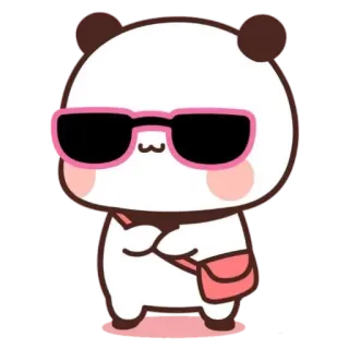 🕶 Панда, Милый, Солнцезащитные очки, Мультфильм, Животное, Наклейка telegram sticker