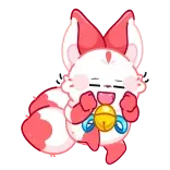 🤩 renard, mignon, cloche, animal, chibi, dessin animé, kawaii telegram sticker