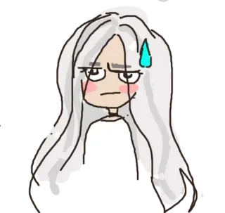 😓 动漫, 角色, 女孩, 白发, 汗滴, 表情 telegram sticker