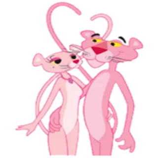 🤗 Pink Panther Cartone animato, Rosa, Pantera, Coppia, Amore, Cuore telegram sticker