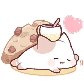 ☕ cat, cookie, drink, heart, cute telegram sticker