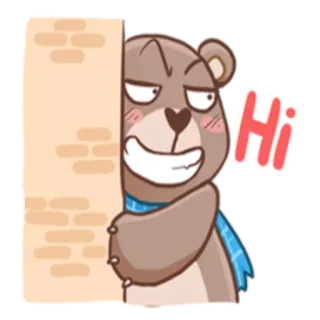 🙂 Hi 熊, 卡通, 问候, 动物 telegram sticker