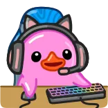 🎮 鸭子, 动物, 可爱, 游戏, 耳机, 彩虹, 键盘 telegram sticker