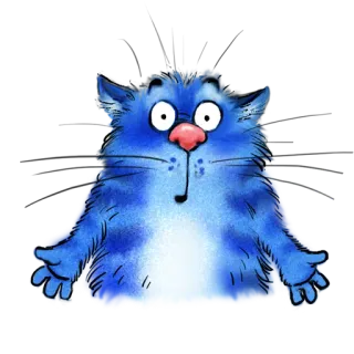 🐥 gatto, cartone animato, blu, divertente, animale, animale domestico telegram sticker