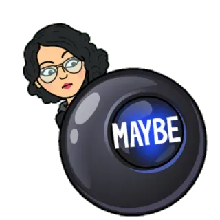 ☹ MAYBE bitmoji, quizás, pregunta, incertidumbre, decisión telegram sticker