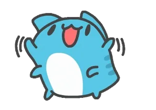🙂 dễ thương, xanh dương, hoạt hình, vui vẻ, mèo whatsapp sticker