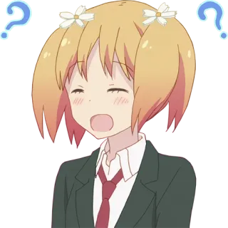 ❔ Anime, Menina, Pontos de interrogação, Surpresa, Fofa, Desenho animado, Uniforme escolar telegram sticker