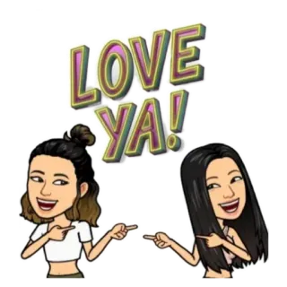 ❤️ LOVE YA! любовь, дружба, привязанность, мультфильм, битмоджи, приветствие, друзья, поддержка telegram sticker