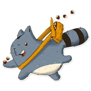 🏃 แรคคูน, การ์ตูน, น่ารัก, สัตว์, ภาพเคลื่อนไหว, ร่าเริง, ยกนิ้วโป้ง telegram sticker