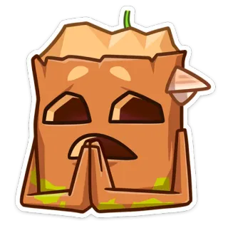 🙏 adesivo, desenho animado, ilustração, saco de papel, emoji, personagem, expressão telegram sticker