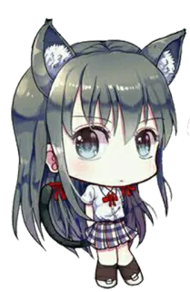 😸 Chibi, Anime, Gadis kucing, Imut, Kawaii, Manga, Seragam sekolah telegram sticker