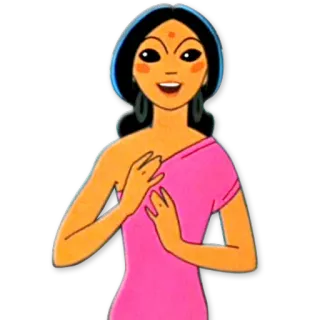 😍 mujer, india, vestido rosa, tradicional, dibujos animados, sonriendo telegram sticker