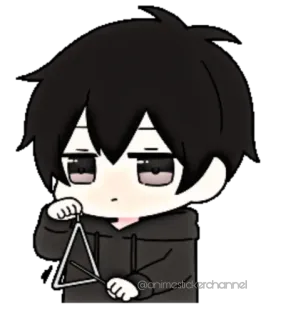😊 @animestick3rchannel anime, sticker, boy, triangle, musical instrument whatsapp sticker