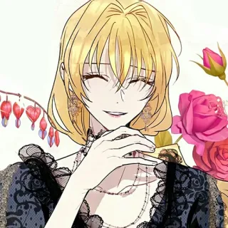 🩸 Anime, Donna, Bionda, Rose, Personaggio, Ragazza, Sorridendo telegram sticker