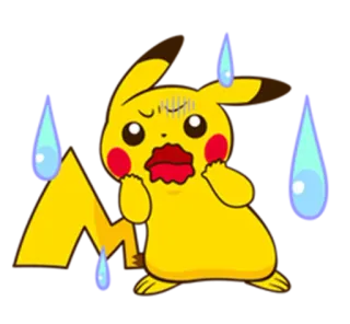 😥 Pikachu Pokemon pikachu, pokemon, anime, kreskówka, zszokowany, zmartwiony, spocony telegram sticker