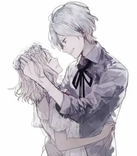 🍁 Anime, Lãng mạn, Cặp đôi, Tình yêu, Ôm, Đám cưới telegram sticker
