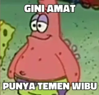 ⚛ Patrick Star Spongebob Squarepants GINI AMAT
PUNYA TEMEN WIBU patrick, spongebob, meme, cartoon telegram sticker