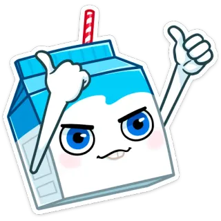 👍 Milch, Karton, Daumen hoch, süß, blau, Maskottchen whatsapp sticker
