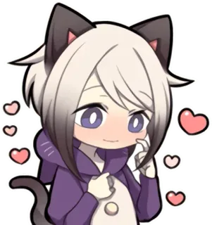 😳 Anime, Fille chat, Coeurs, Kawaii, Mignon whatsapp sticker