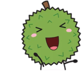 😆 Durian, Owoc, Jedzenie, Kreskówka, Słodki telegram sticker