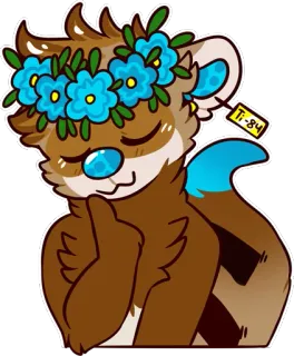 🌺 Ti-84 animal, flower crown, cute, furry, cartoon telegram sticker