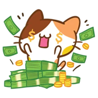 💵 猫, お金, ドル, 現金, 富, 金持ち, 漫画 telegram sticker