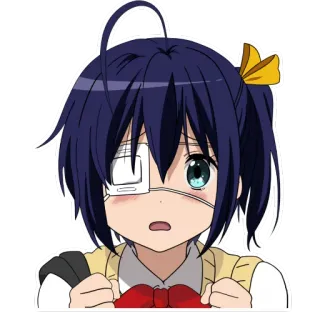 😧 Rikka Takanashi Love, Chunibyo & Other Delusions Аниме, Девушка, Рикка, Таканаши, Тюнибё, Повязка на глаз whatsapp sticker