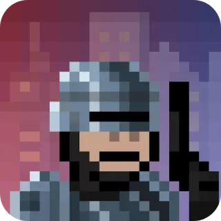 🤖 RoboCop RoboCop, Pixel art, Polizia, Cyberpunk, Pistola, Futuristico, Anni '80 telegram sticker