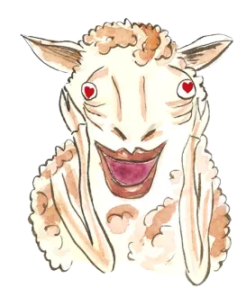 😍 cừu, động vật, hoạt hình, tình yêu, mắt, hình minh họa, dễ thương telegram sticker