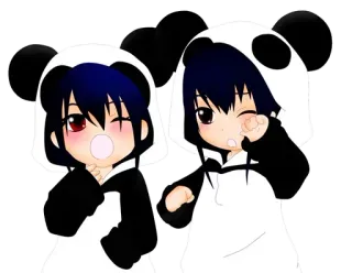👫 แพนด้า, น่ารัก, อนิเมะ, จิบิ, คาวาอิ telegram sticker